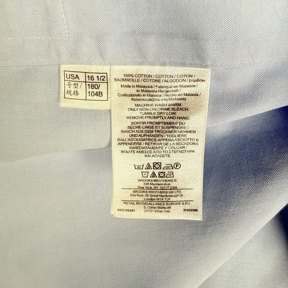 Brooks Brothers Button Up Shirt Mens 16.5 - 34 Blue Non Iron Long Sleeve Preppy - Picture 3 of 7
